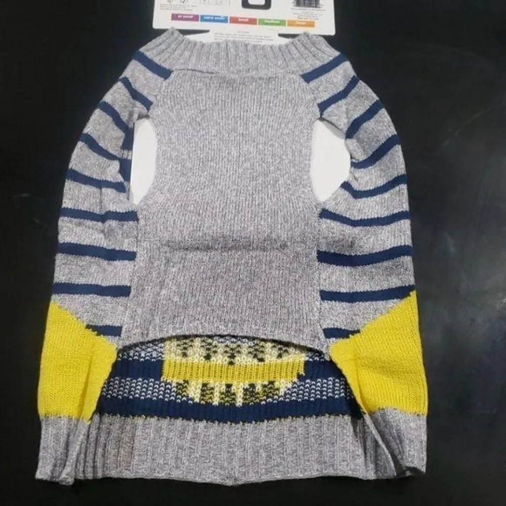 Monster knit gray yellow alien dog‎ sweater